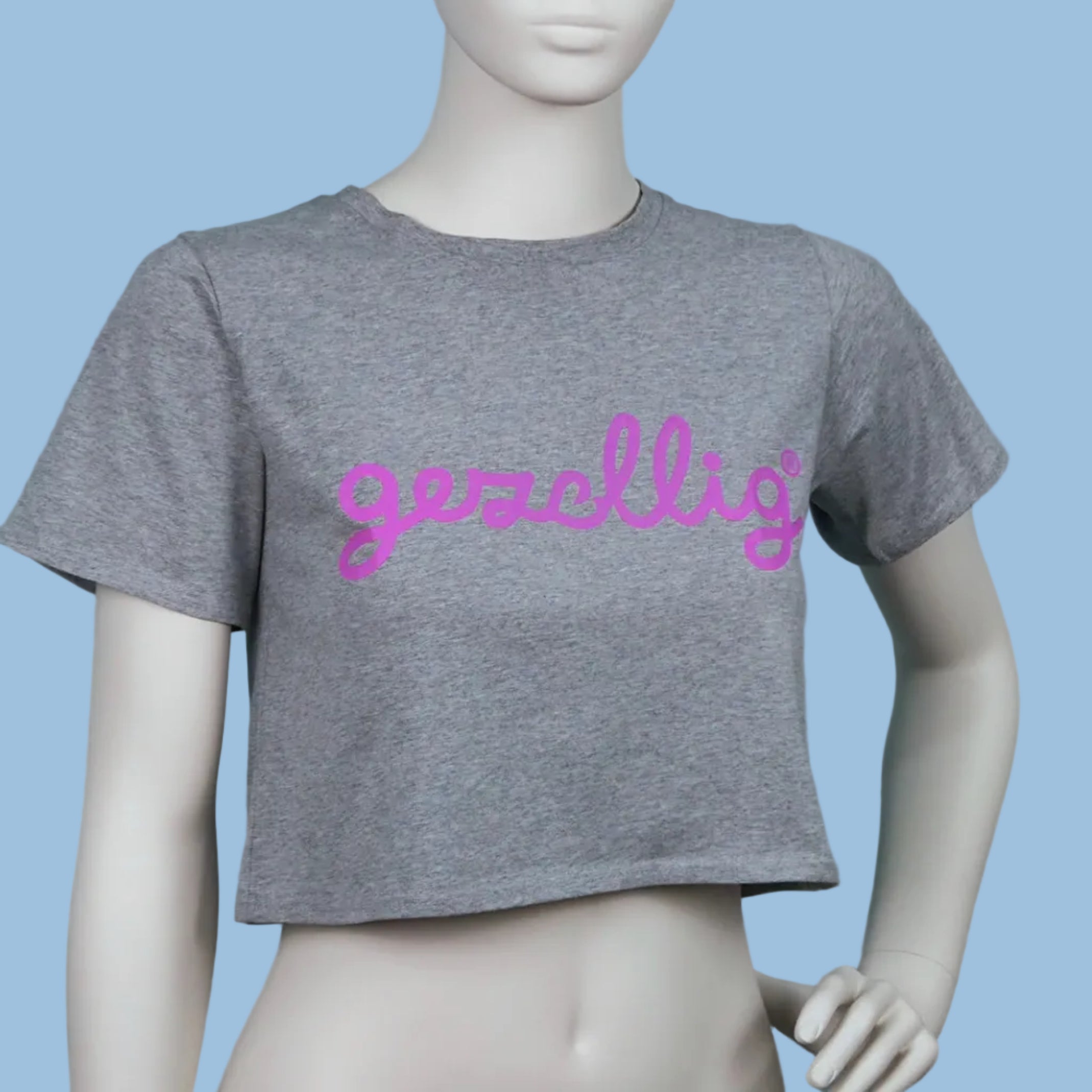 Cropped T GEZELLIG Yellow on Grey