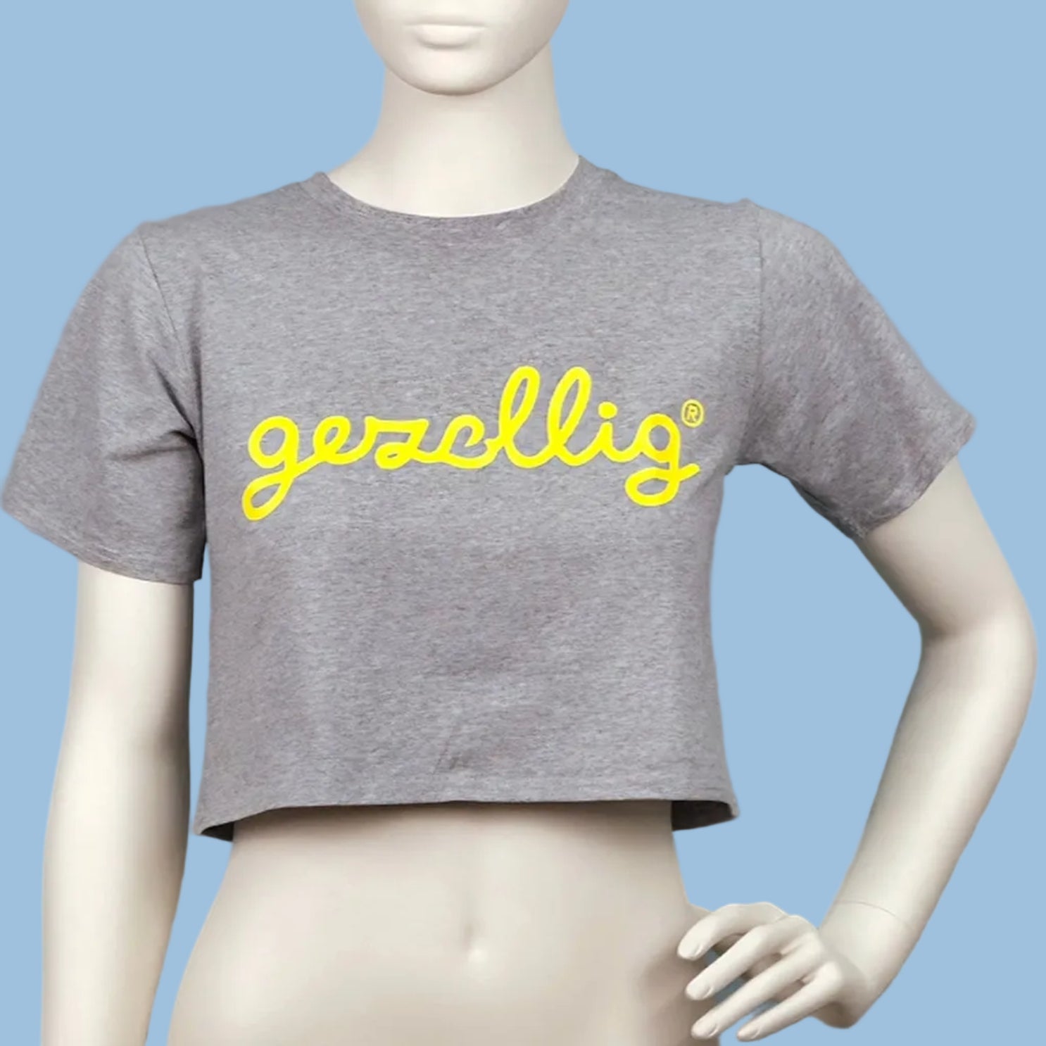 Cropped T GEZELLIG Yellow on Grey