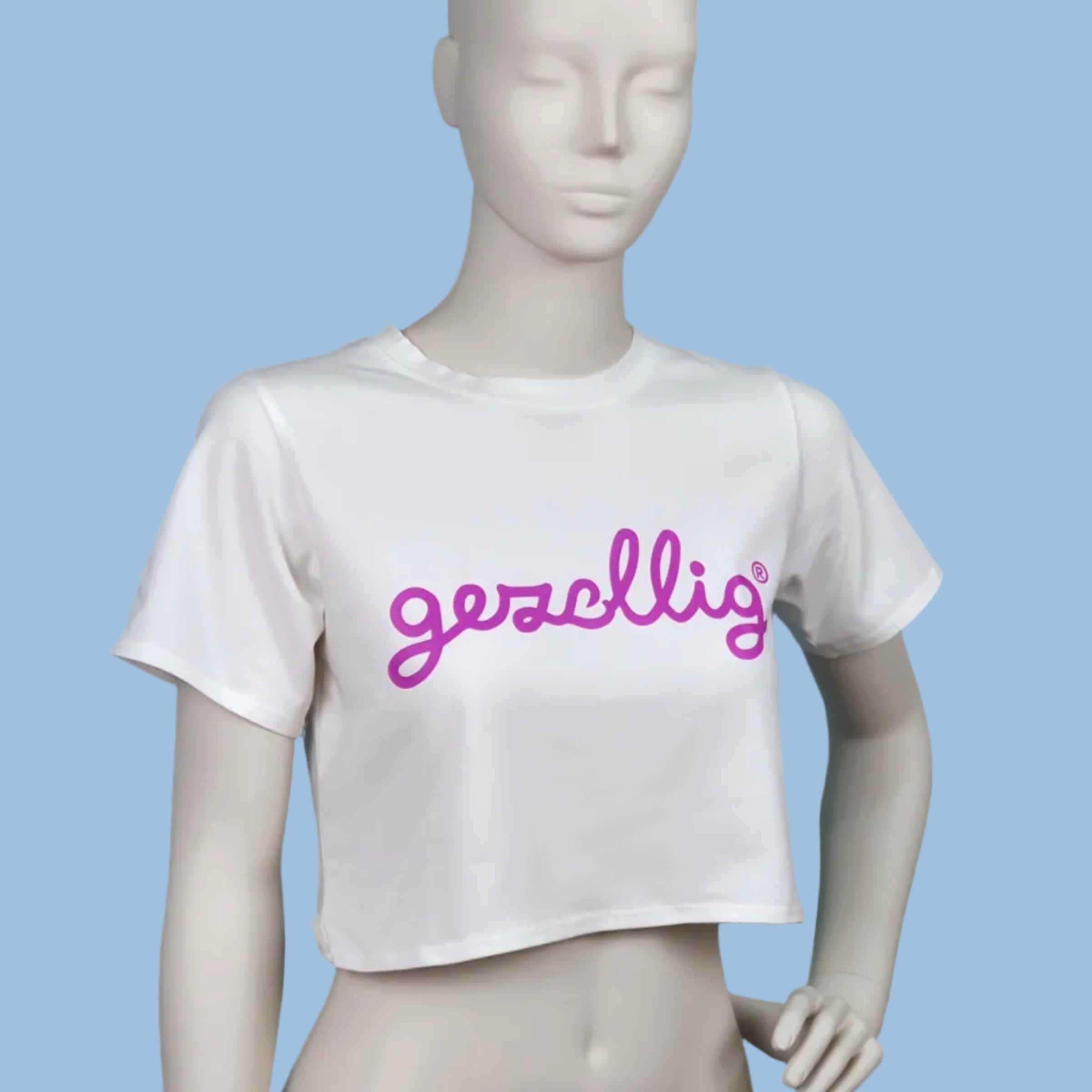 Cropped T GEZELLIG Fuchsia on White