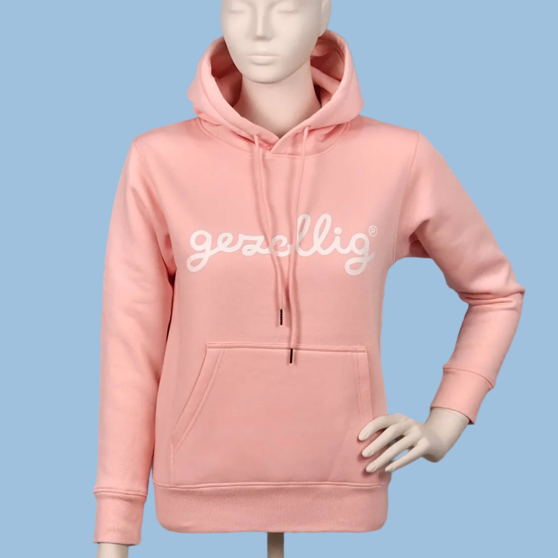 Pink Hoodie White logo Gezellig