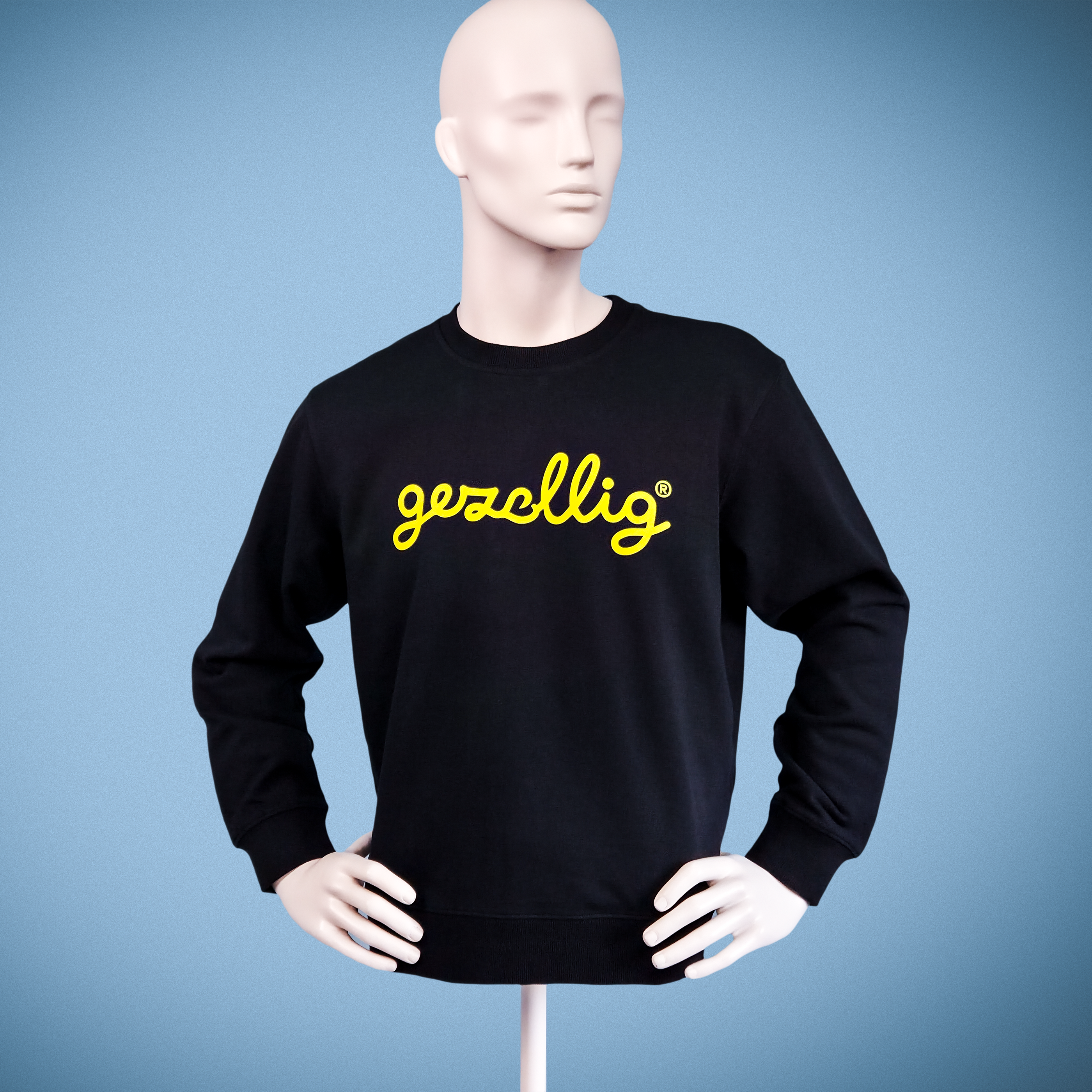 Black Sweater with GEZELLIG in Yellow