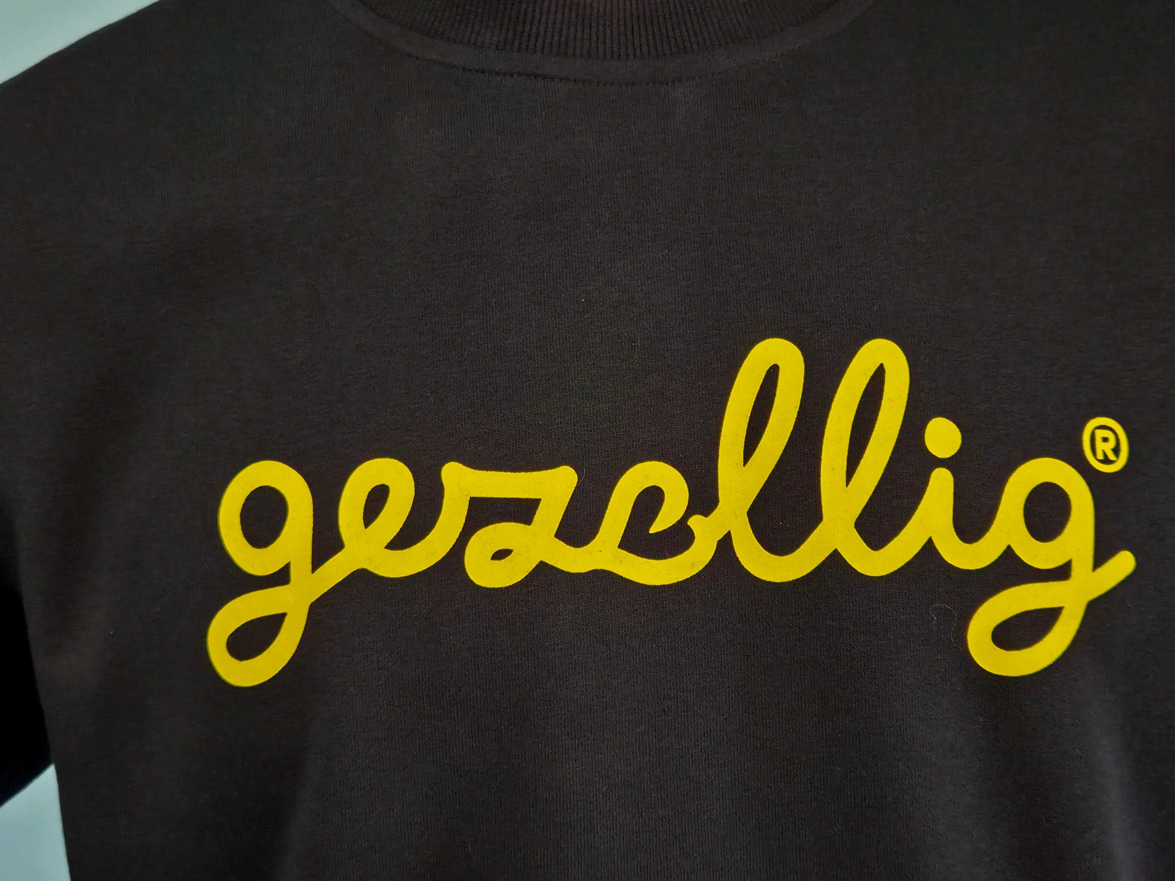 Black Sweater with GEZELLIG in Yellow