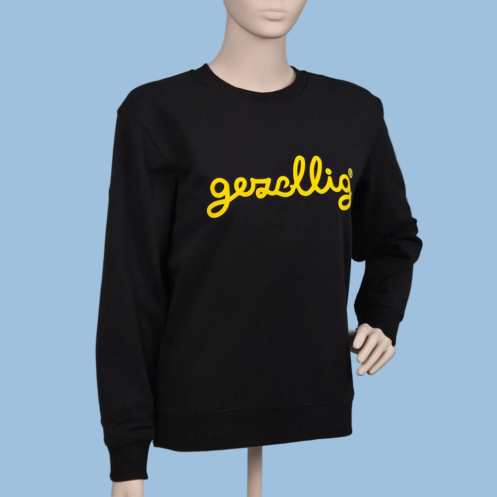 Black Sweater  GEZELLIG logo in Yellow SMALL