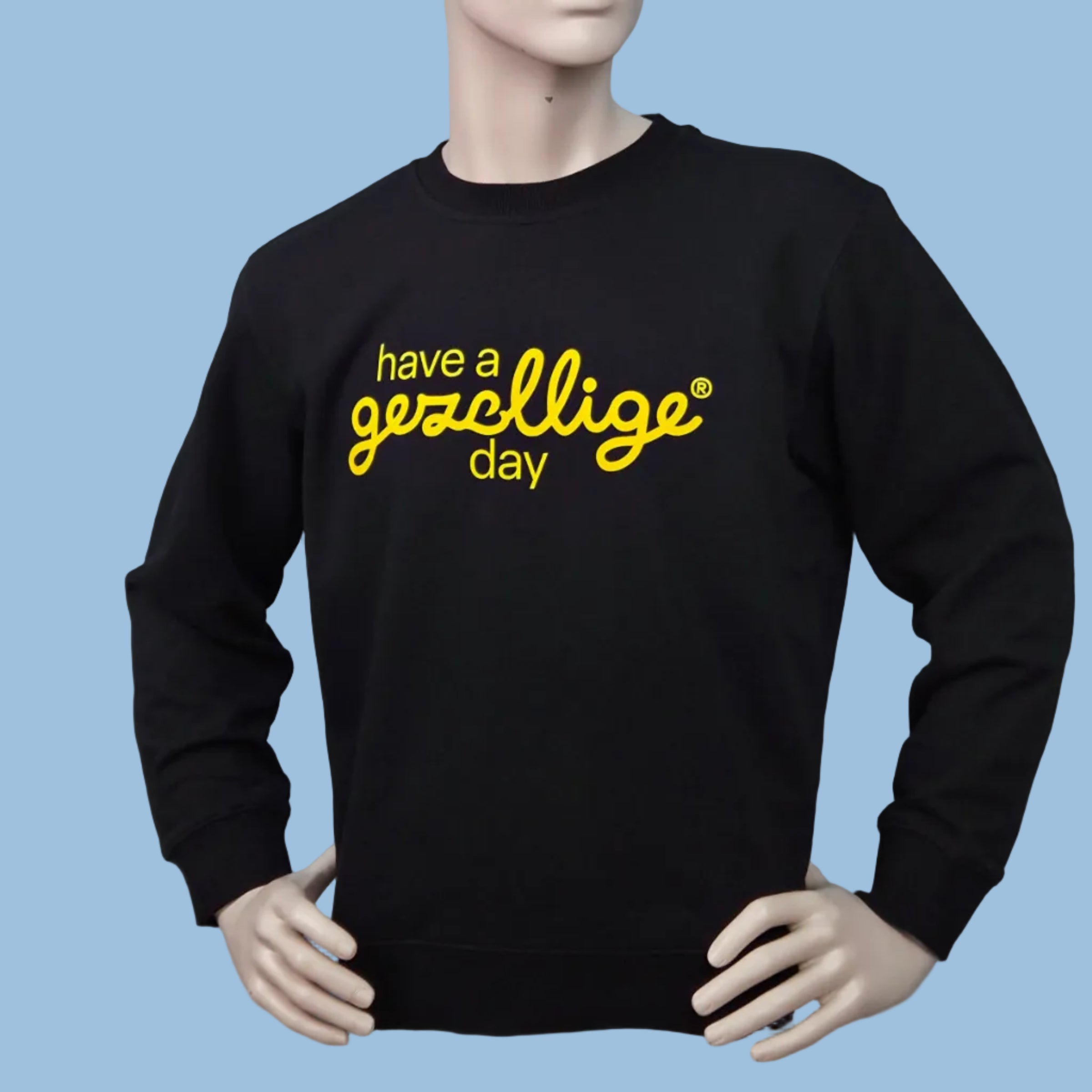 Black Sweater HAVE A GEZELLIGE DAY in Yellow