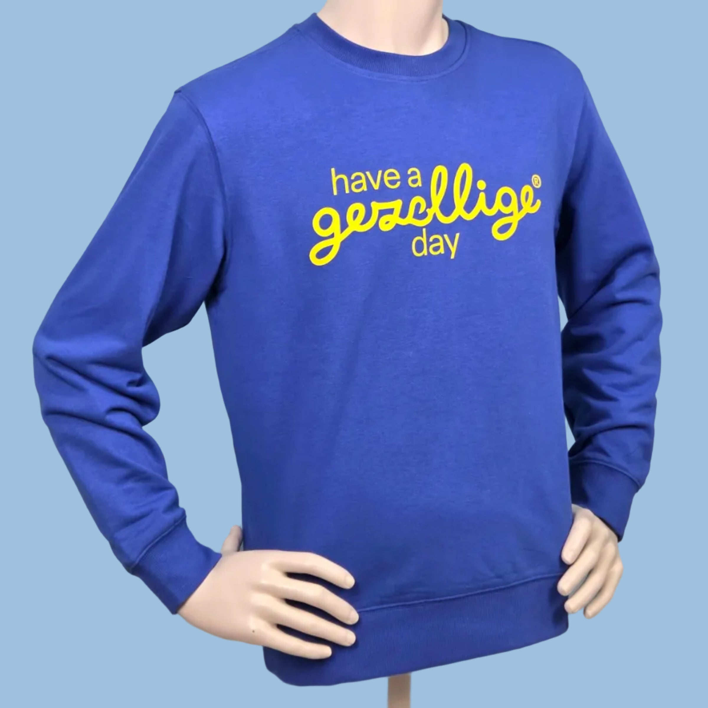 Blue Sweater HAVE A GEZELLIGE DAY in Yellow