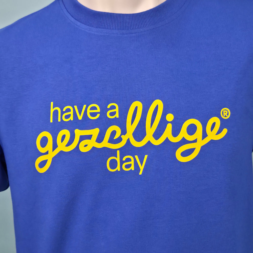 Blue Sweater HAVE A GEZELLIGE DAY in Yellow
