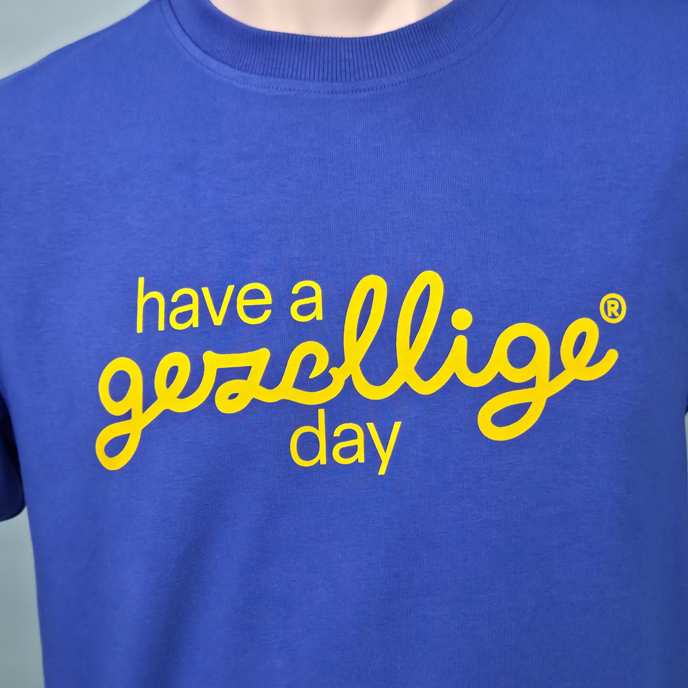 Blue Sweater HAVE A GEZELLIGE DAY in Yellow