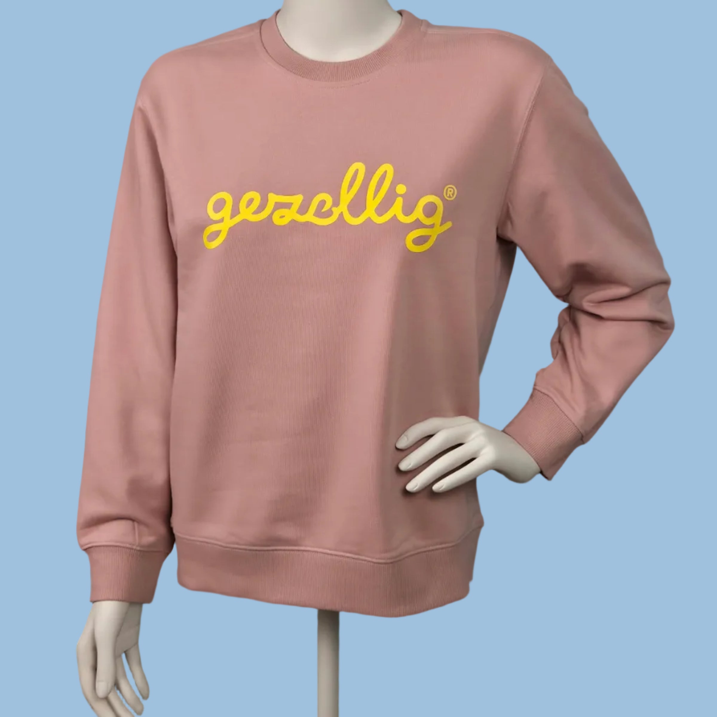 Dusty Pink Sweater GEZELLIG logo in Yellow