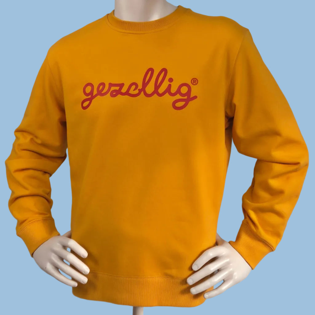 Deep Yellow Sweater with Red Gezellig logo