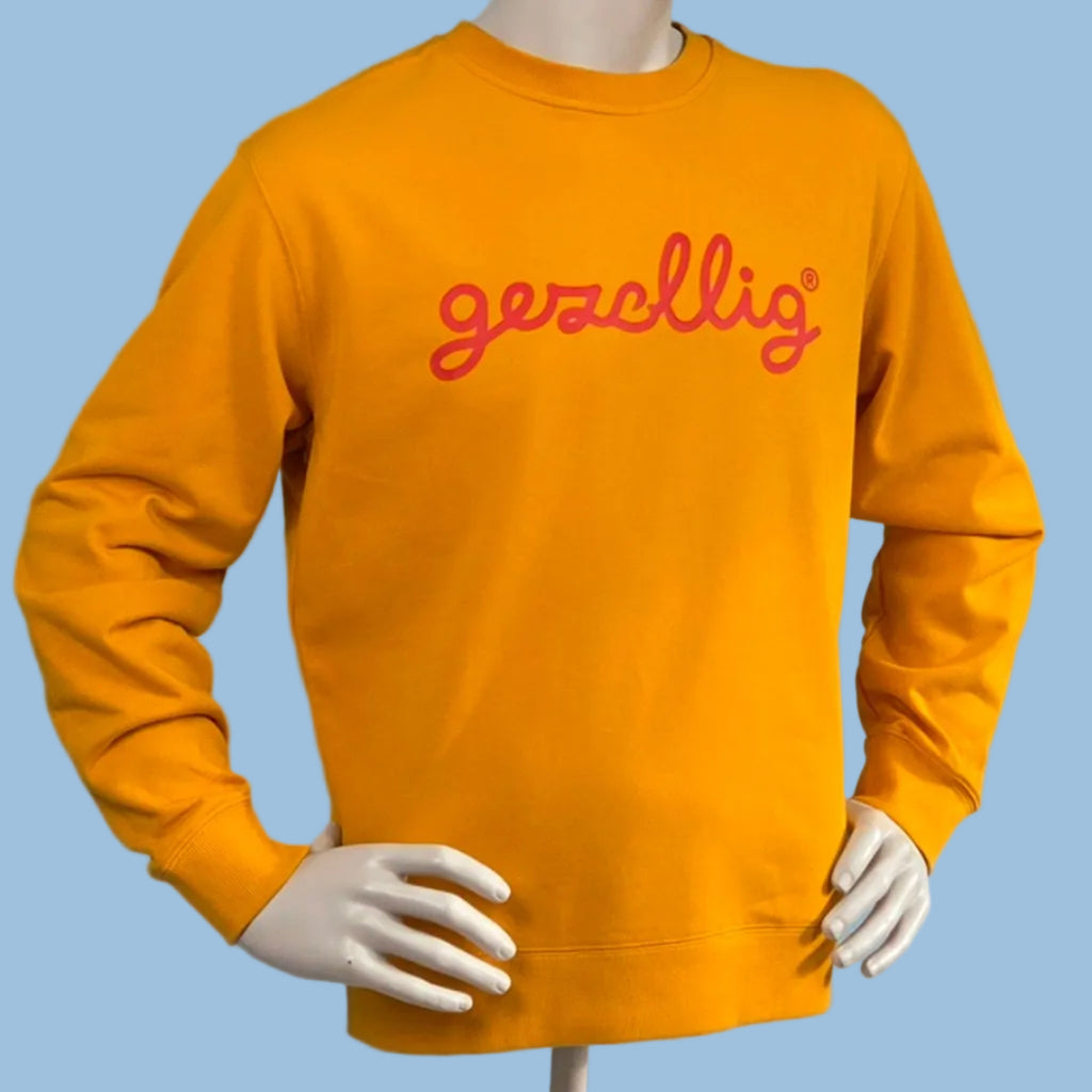 Deep Yellow Sweater with Gezellig logo in Red