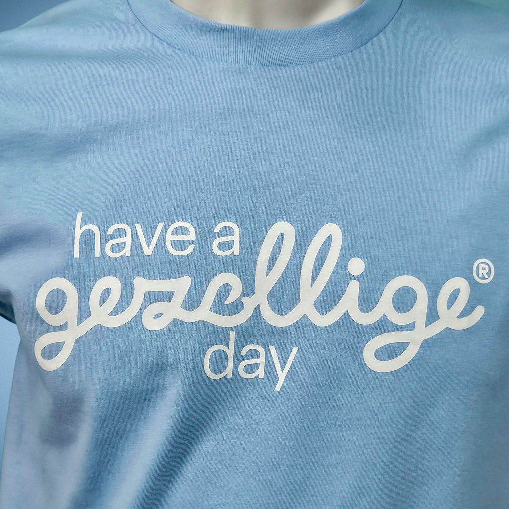 Light Blue T-shirt HAVE A GEZELLIGE DAY in White