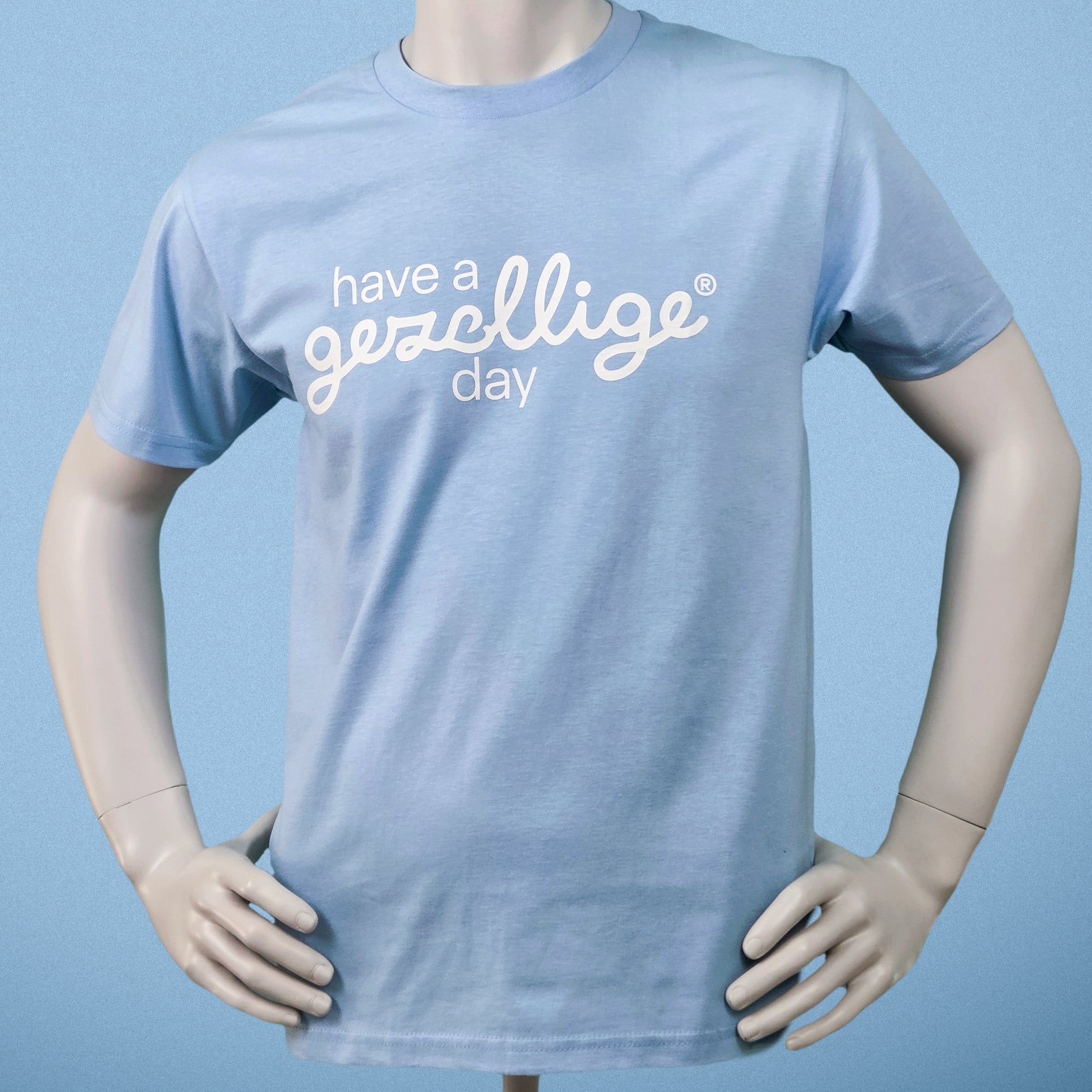 Light Blue T-shirt HAVE A GEZELLIGE DAY in White