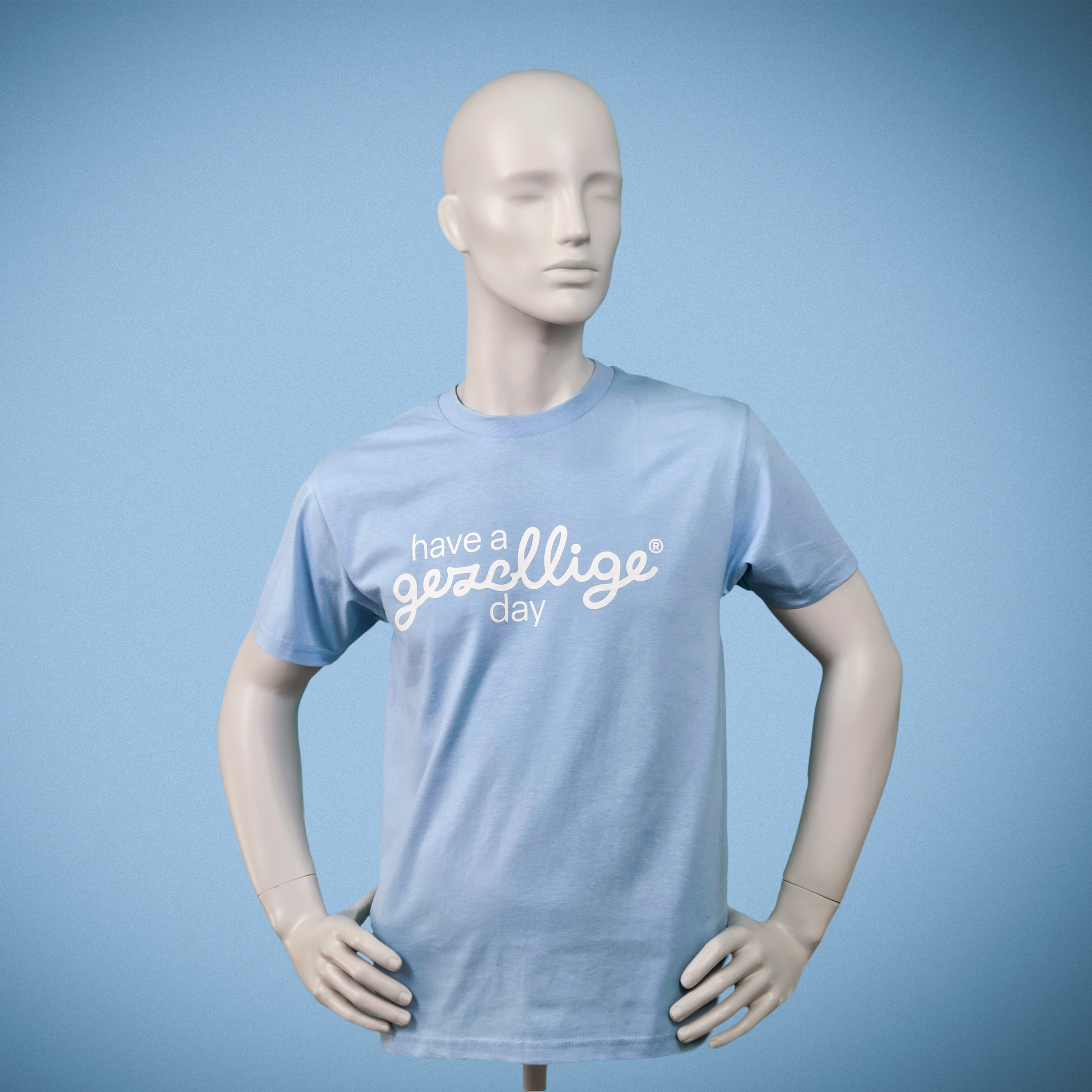 Light Blue T-shirt HAVE A GEZELLIGE DAY in White