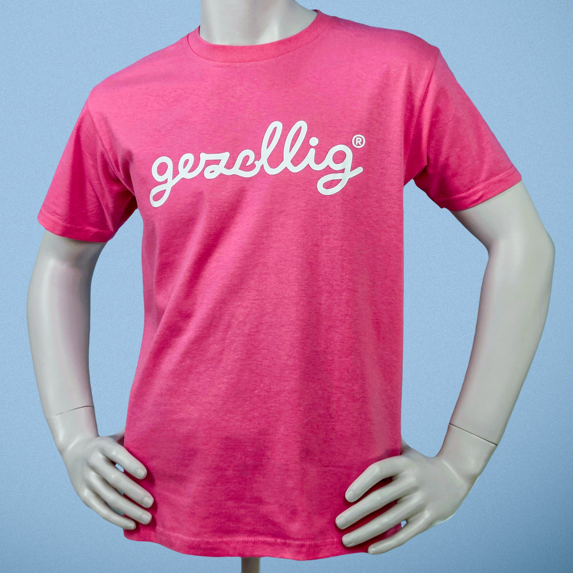 Hot Pink T-shirt with GEZELLIG in White
