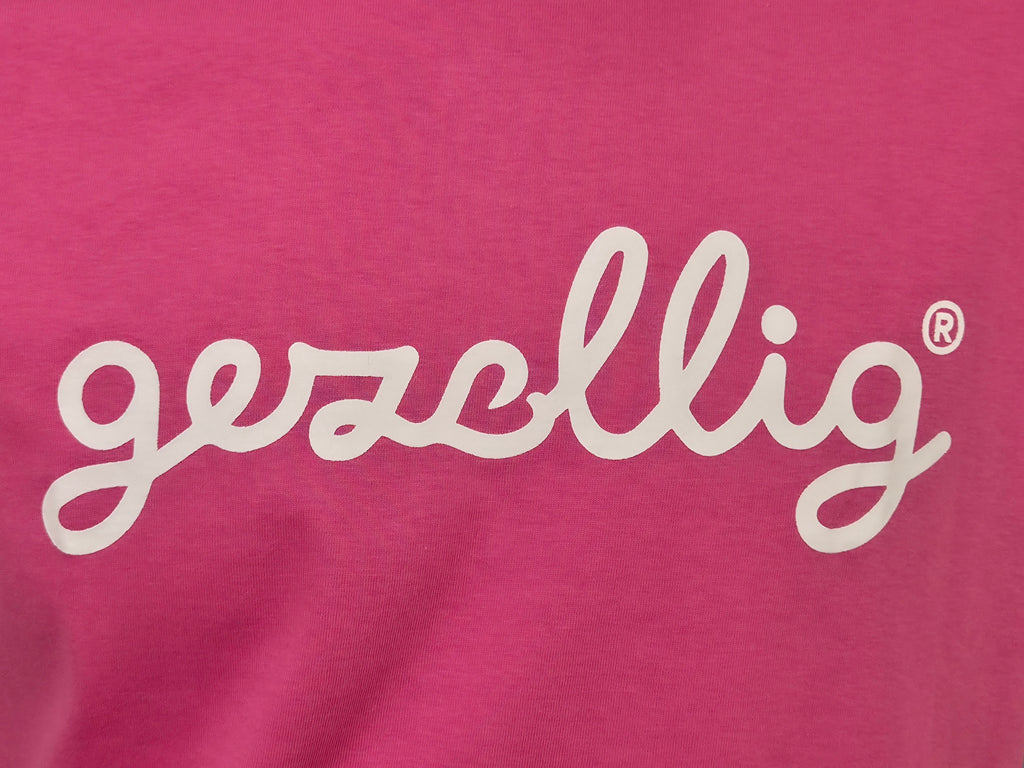 Hot Pink T-shirt with GEZELLIG in White