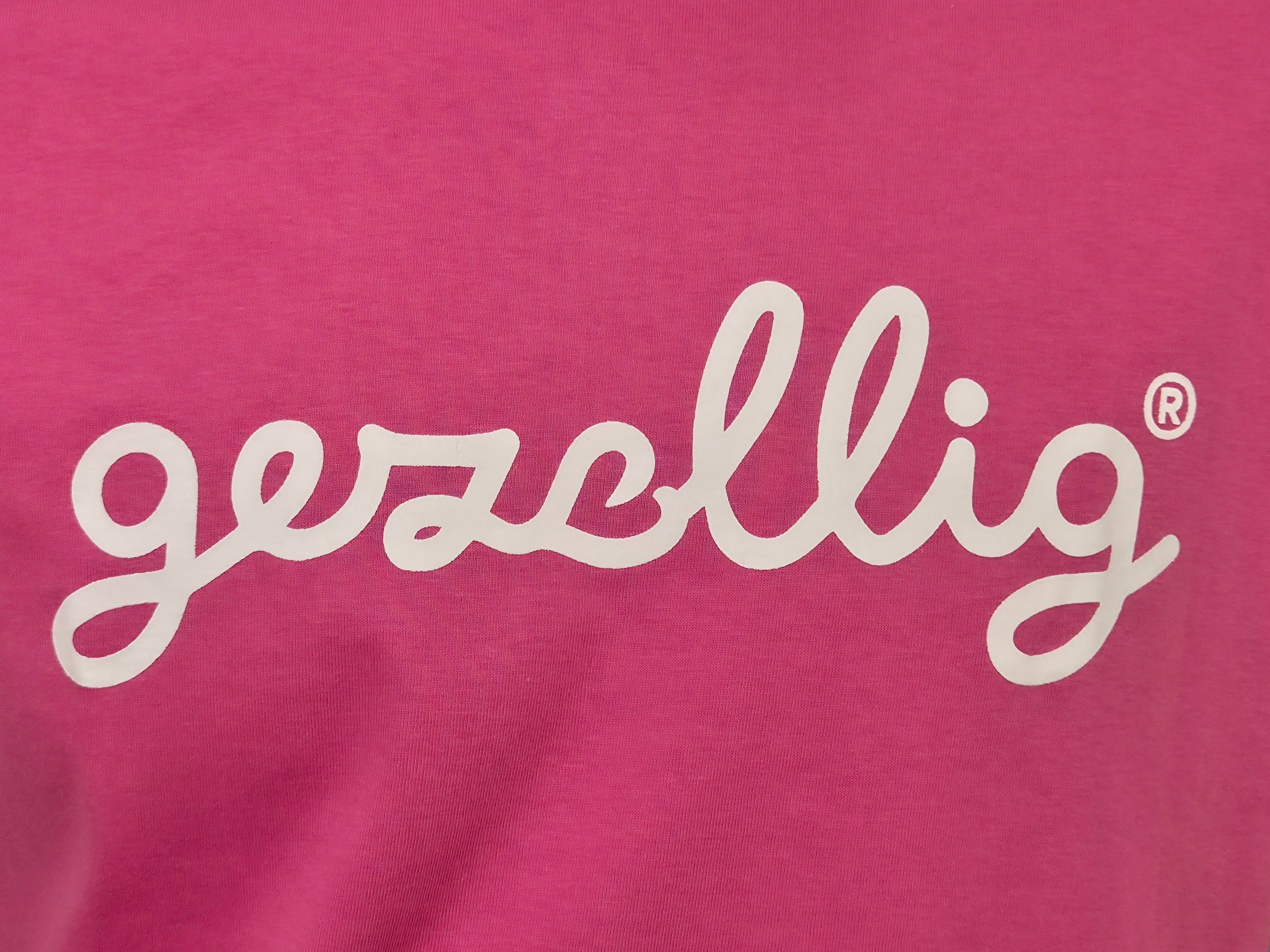 Hot Pink T-shirt with GEZELLIG in White