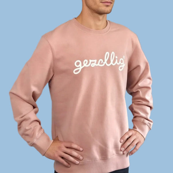 Dusty Pink Sweater with GEZELLIG in White